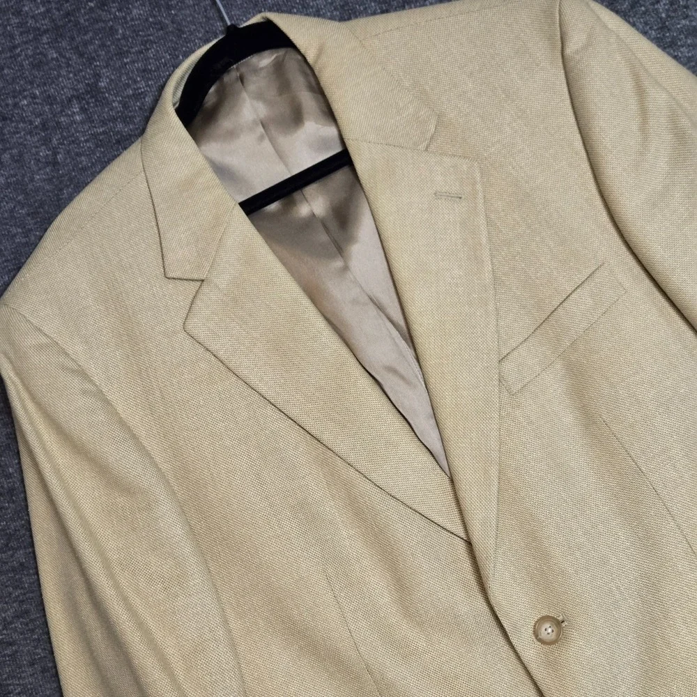 Lands' End Men's Silk‎ Wool 2-Button Blazer Jacket Beige 43R